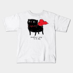 Funny Black Pug, Kawaii Cute Hero Dog Kids T-Shirt